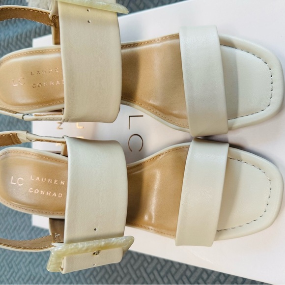 LC Lauren Conrad Cream Block Heel Sandals - Picture 8 of 8